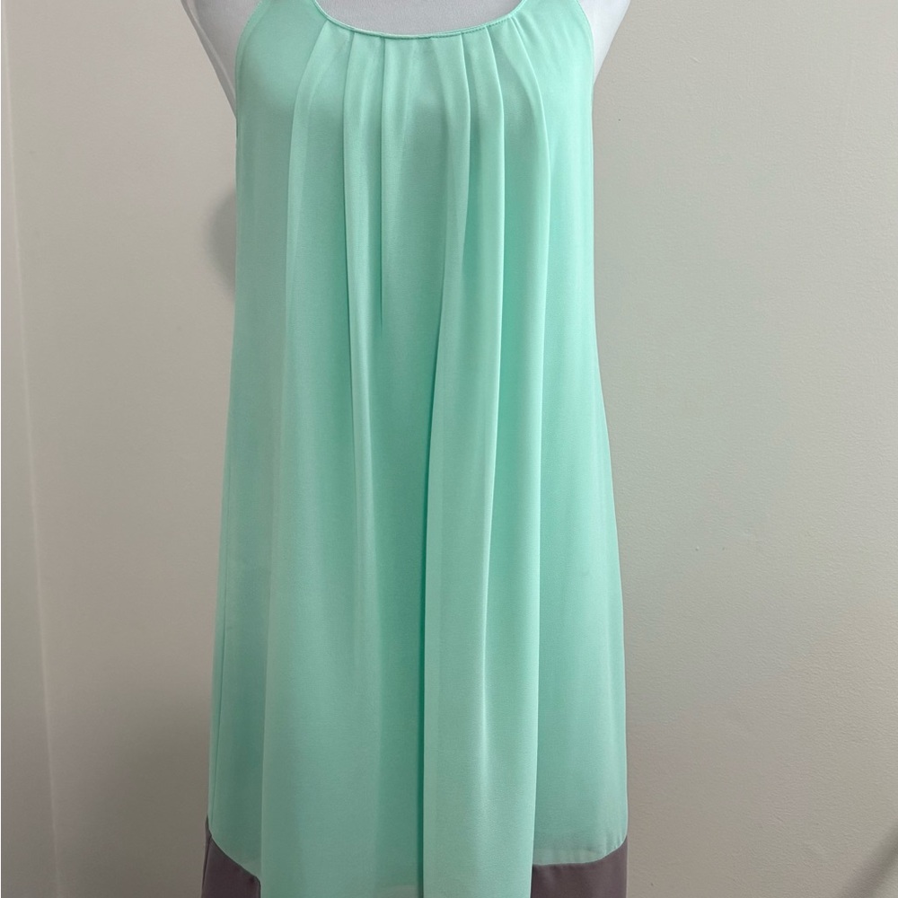 Mint Green and Gray Sleeveless Dress